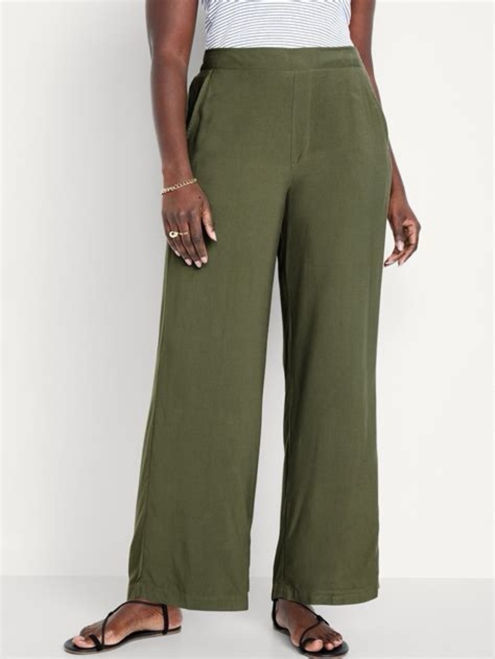 Old Navy High-Rise Playa Wide Leg Pants Olive Green